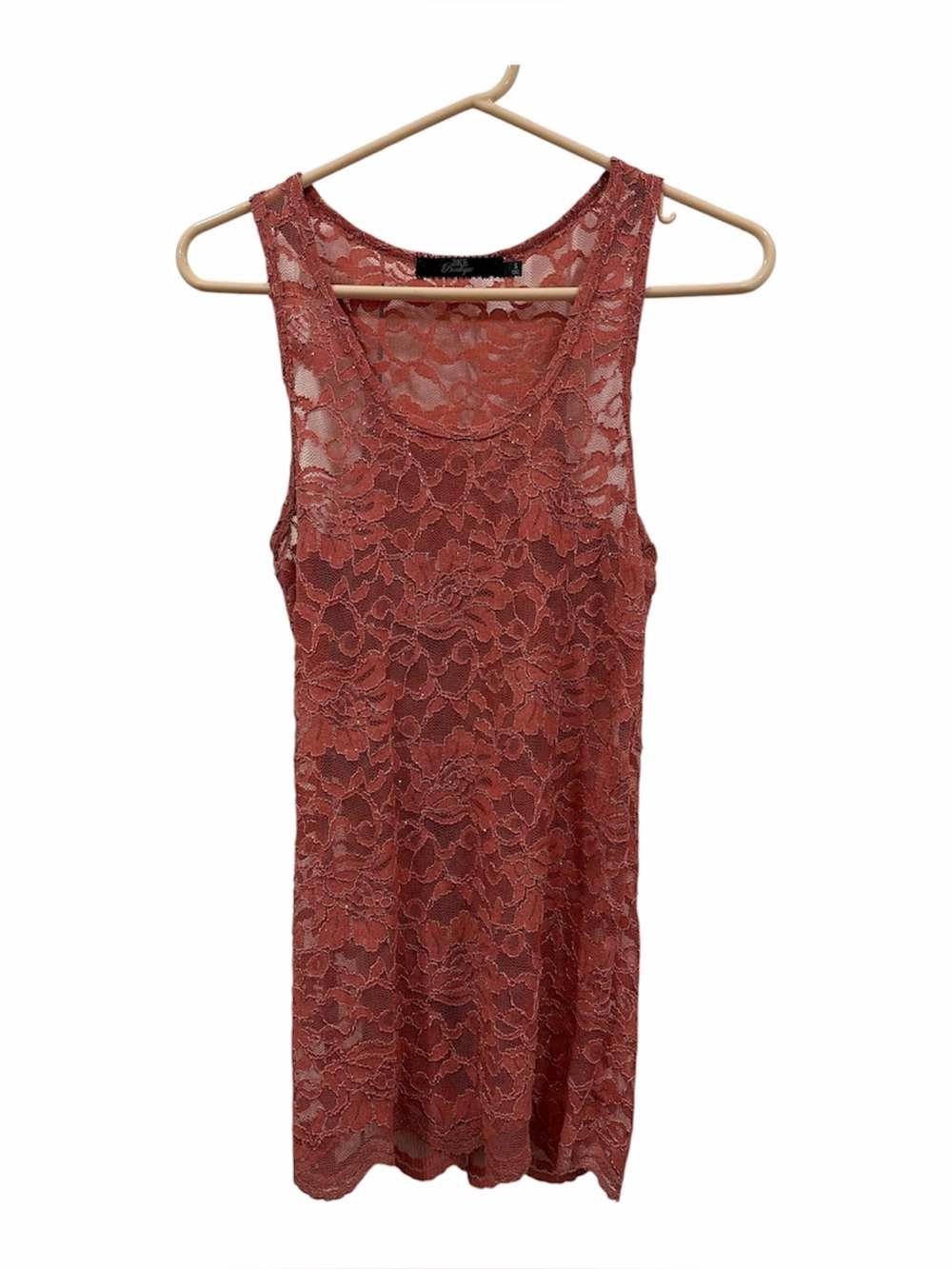 BKE Lace Tank Slip Dress - Terracotta